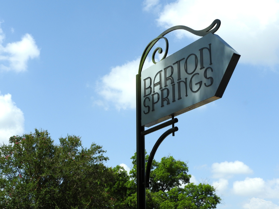 Barton Springs Directional Sign in Austin, TX