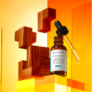 SkinCeuticals Phloretin CF serum utilizes vitamin C to address wrinkles and promote firmness.
