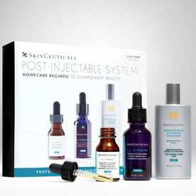 SkinCeuticals Post Injection System is a home care kit with CE Ferulic, HA Intensifier, a Sheer Physical Fusion SPF 50.